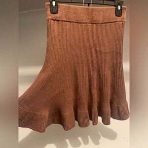 Free People Boho high waisted brown knit skirt size Medium bell ribbed